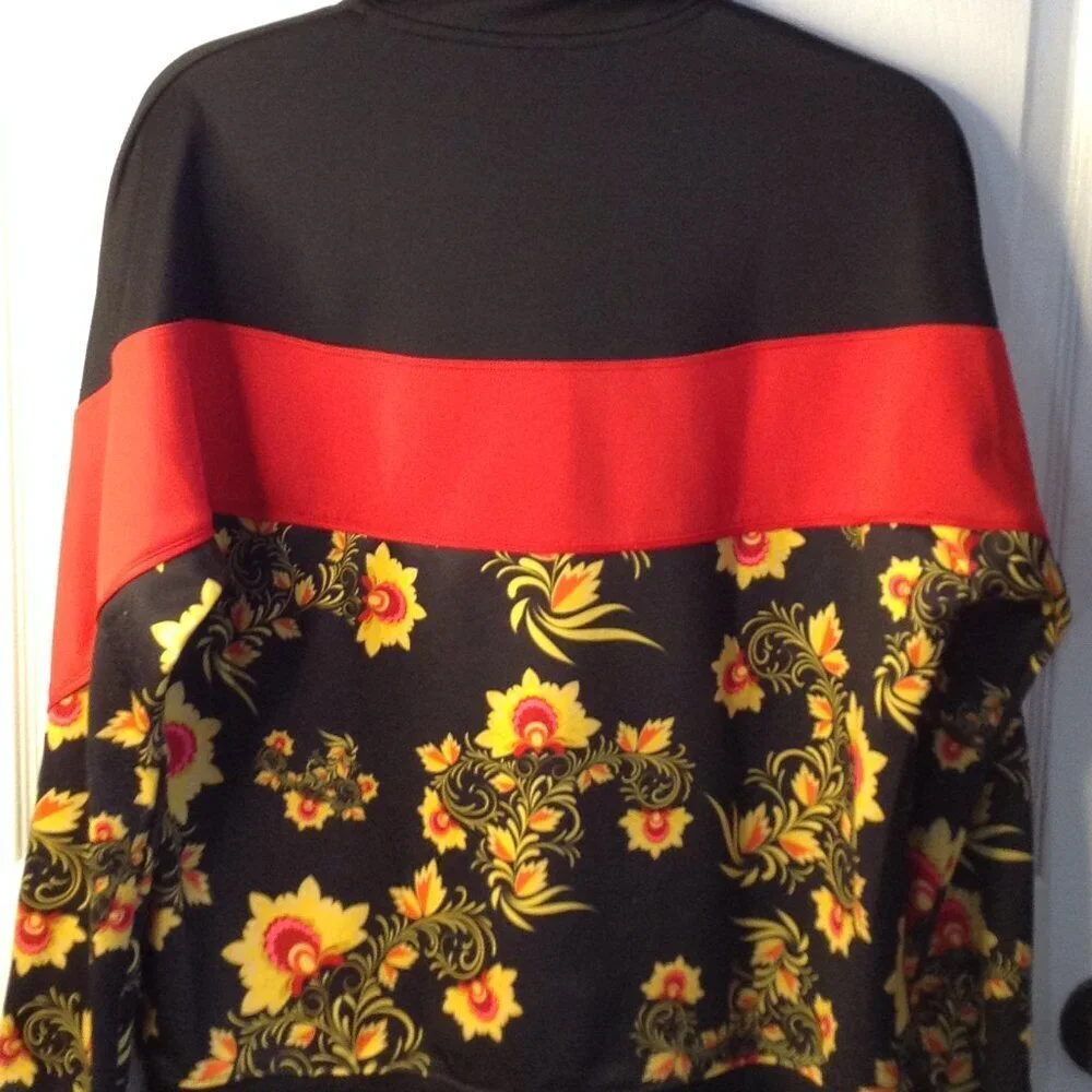 Nike Russian Floral M 1/2 zip track jacket pockets athletic UNISEX gym rat chic